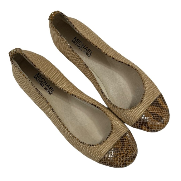 Michael Kors Ballet Flat Shoes Size  Snake Skin Straw - Picture 4 of 6
